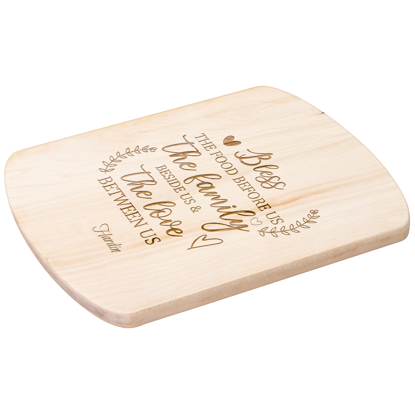 Bless The Food Before Us The Family Beside Us & The Love Between Us Hardwood Oval Cutting Board