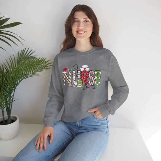 Festive "Nurse" Christmas Sweatshirt – Cozy Holiday Gift for Healthcare Heroes