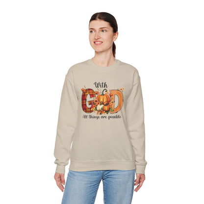 Pumpkin Sweatshirt for Fall with Inspirational Saying