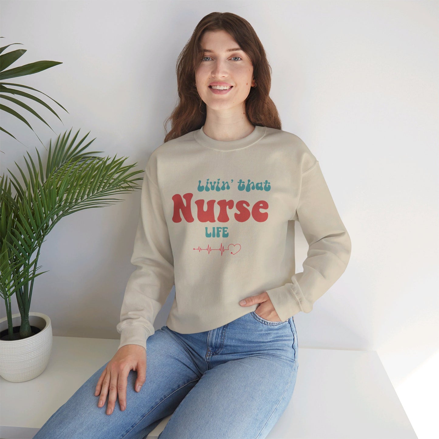 Livin' That Nurse Life Red Unisex Heavy Blend™ Crewneck Sweatshirt