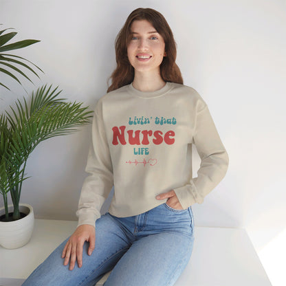 Livin' That Nurse Life Red Unisex Heavy Blend™ Crewneck Sweatshirt