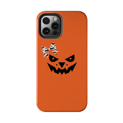 Pumpkin with Bat Bow Tough Phone Cases