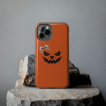 Pumpkin with Bat Bow Tough Phone Cases