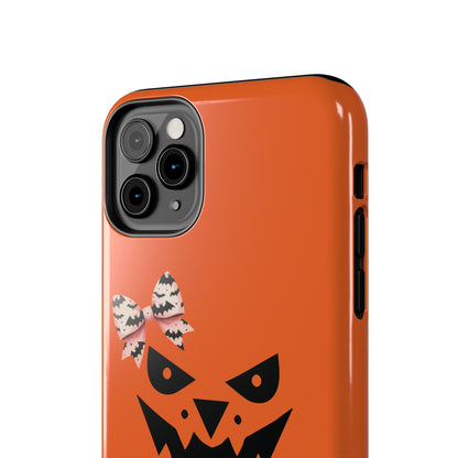 Pumpkin with Bat Bow Tough Phone Cases