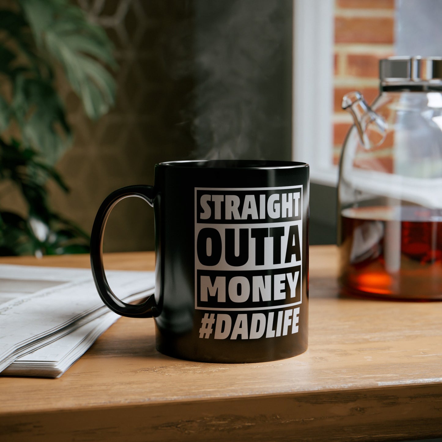 Straight Outta Money #DADLIFE Black Mug (11oz, 15oz)