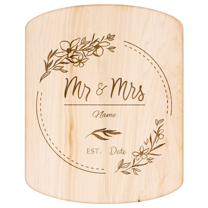 Mrs & Mrs Hardwood Oval Cutting Board