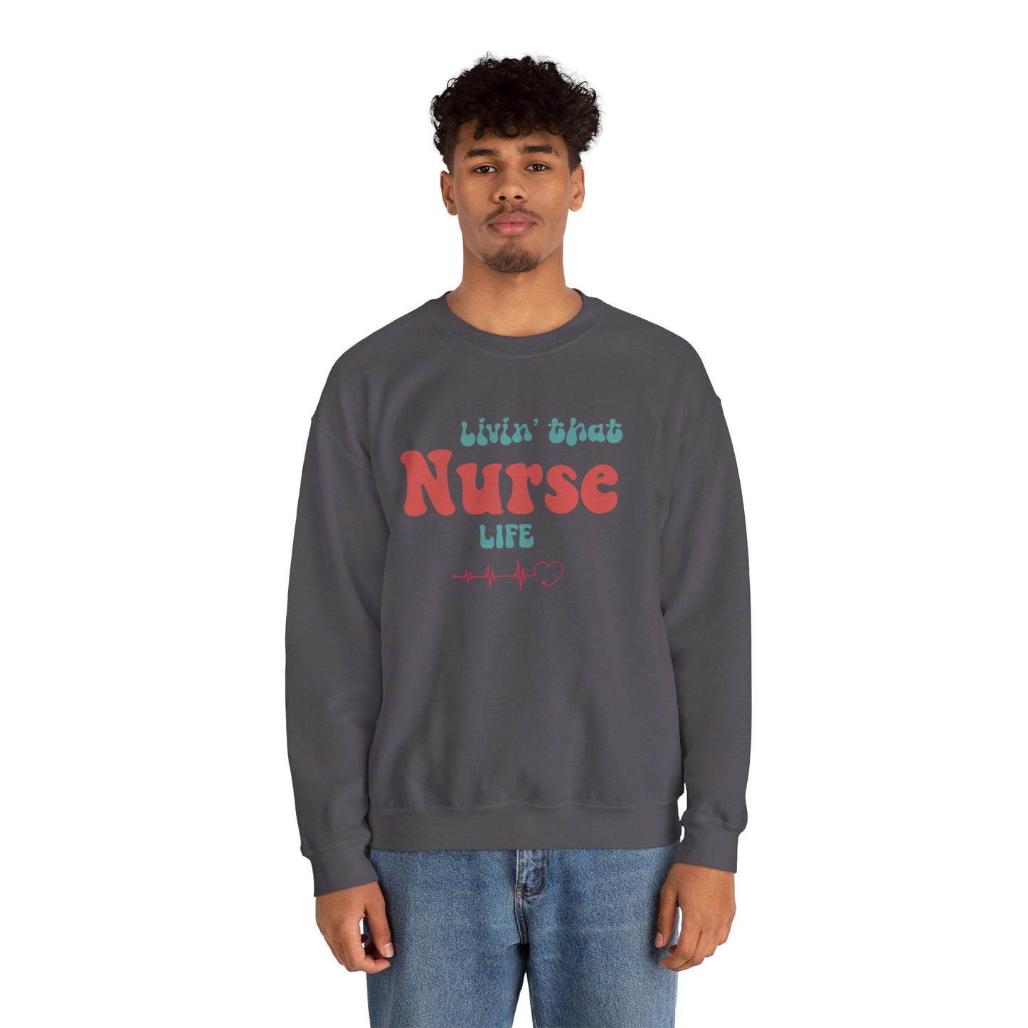 Livin' That Nurse Life Red Unisex Heavy Blend™ Crewneck Sweatshirt