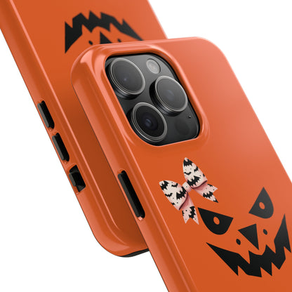 Pumpkin with Bat Bow Tough Phone Cases