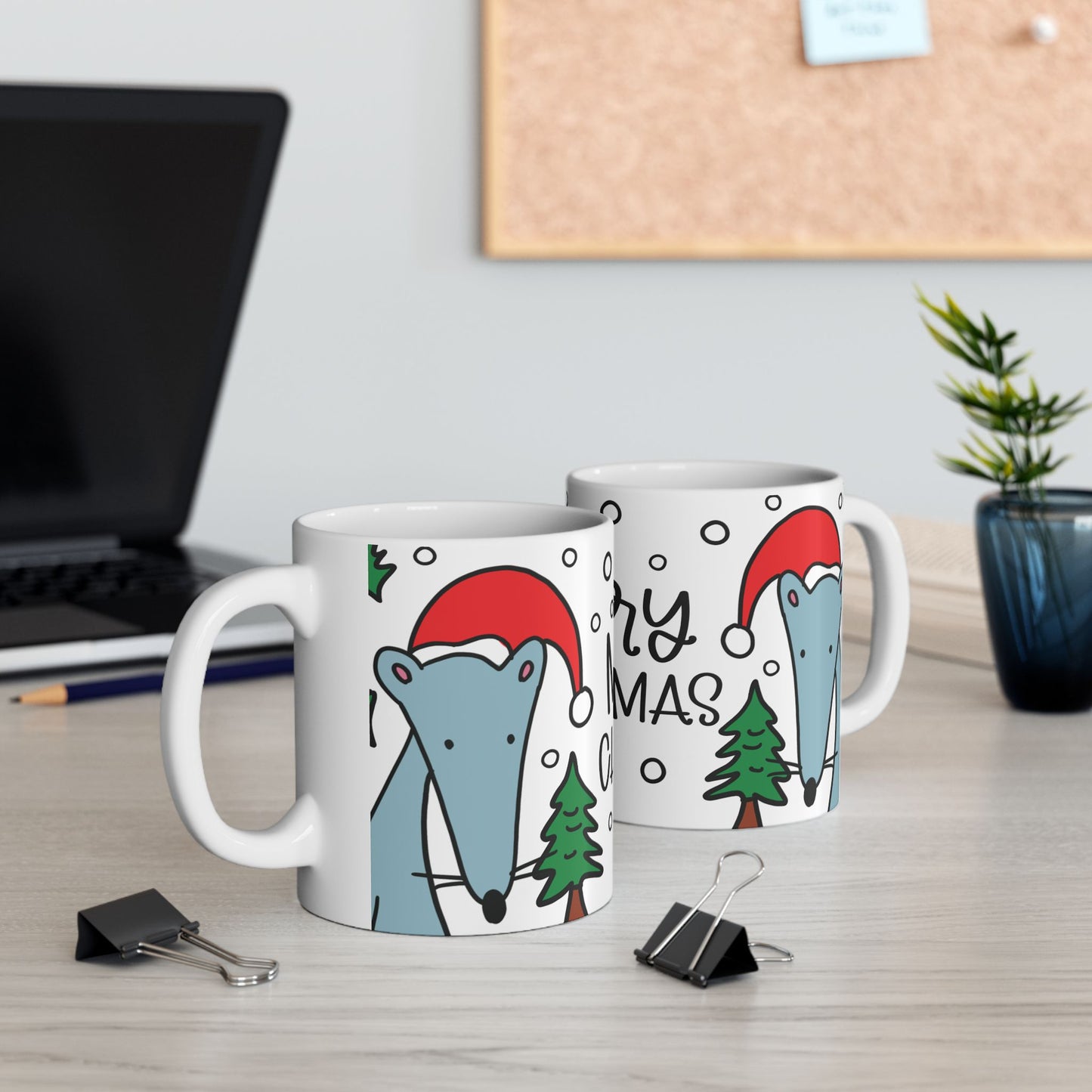 Christmas Fox Mug – "Merry Christmas" Microwave & Dishwasher Safe Ceramic Mug, 11oz