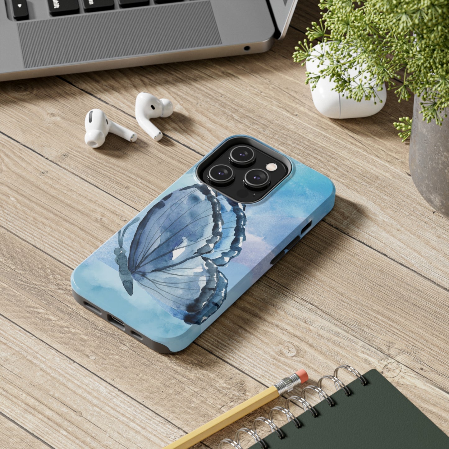 Blue Watercolor Butterfly Tough Phone Cases