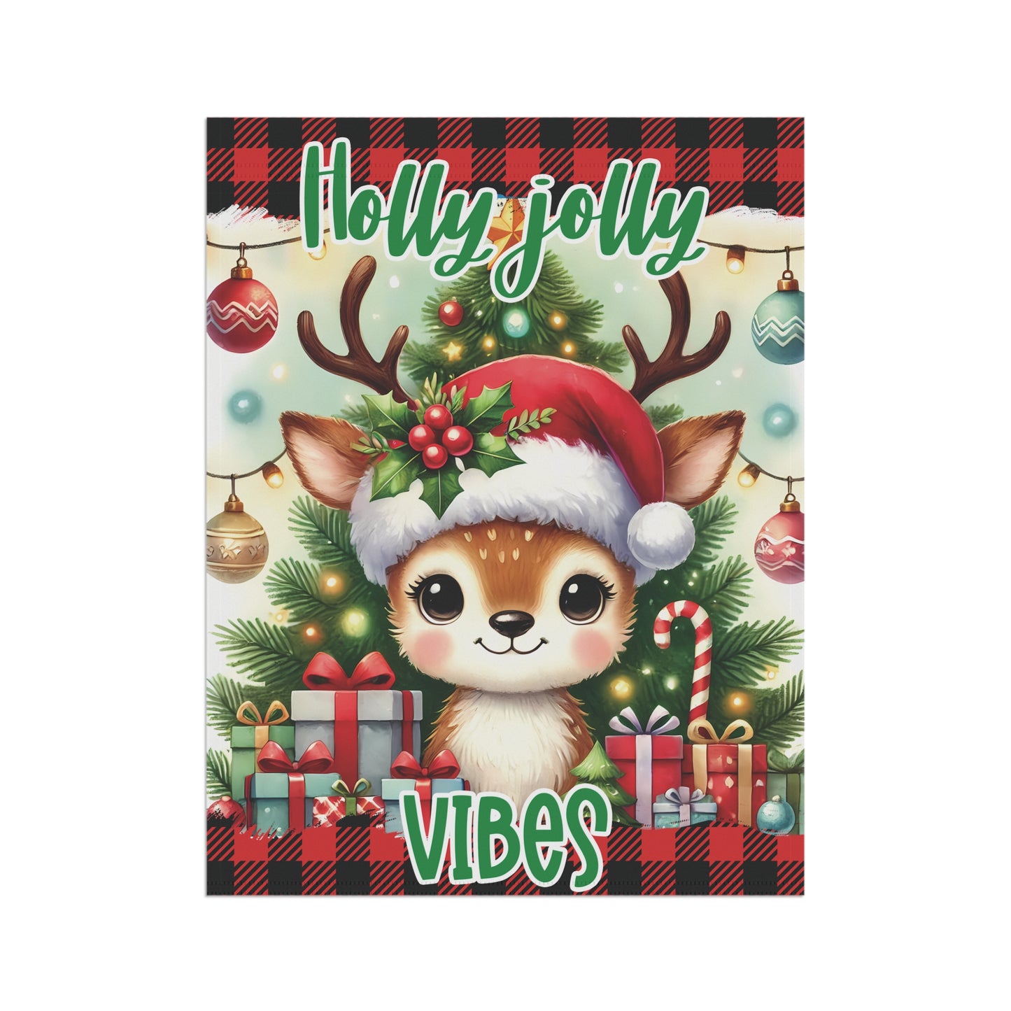 House Banner Christmas Deer Flag - Holly Jolly Vibes