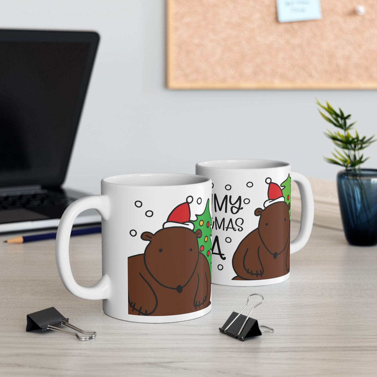 Christmas Bear Mug – "Yummy Christmas Tea" – Perfect Gift for Tea Lovers! Microwave & Dishwasher Safe Ceramic Mug, 11oz