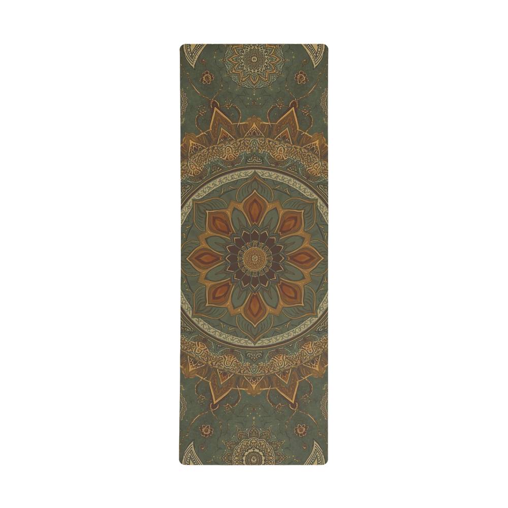 Green Mandala Rubber Yoga Mat – Anti-Slip Microfiber Suede Fitness ; Yoga Mat for Balance and Comfort
