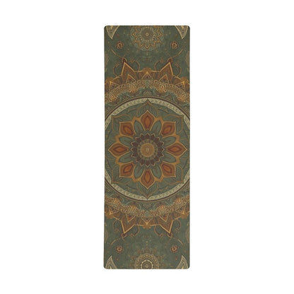 Green Mandala Rubber Yoga Mat – Anti-Slip Microfiber Suede Fitness ; Yoga Mat for Balance and Comfort