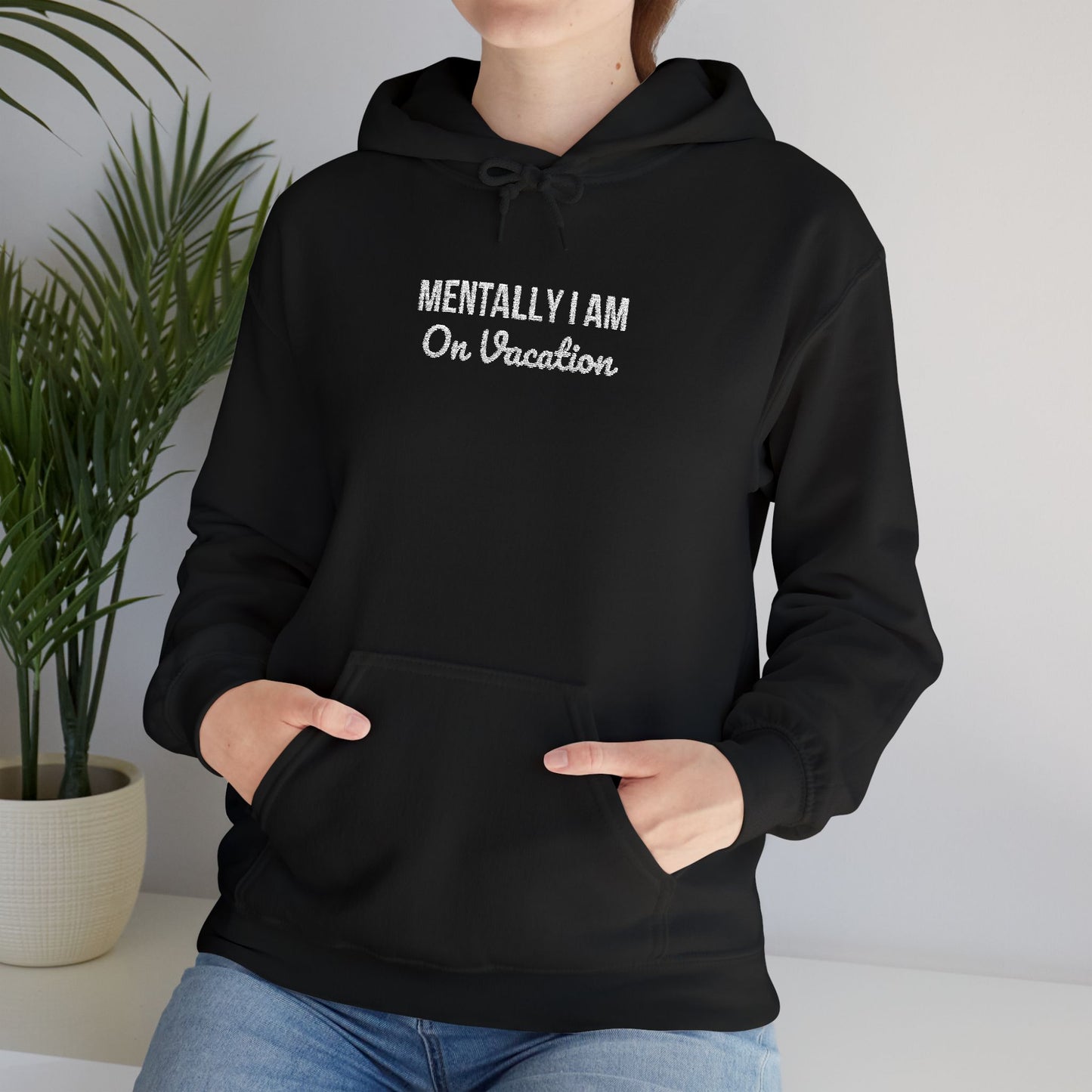 White Hoodie with Tiny Script Logo — Minimalist Casual Pullover-embroidery