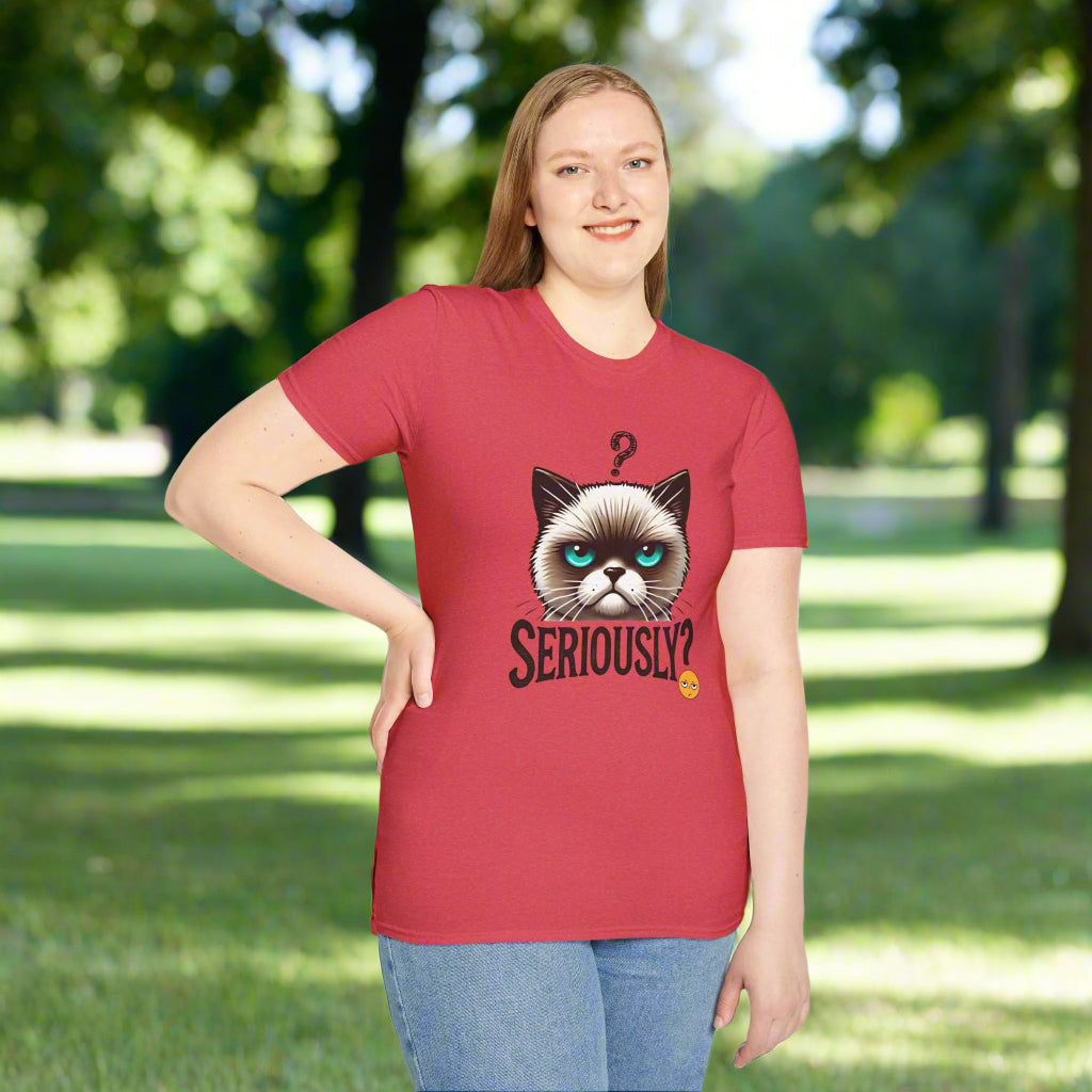 Funny Cat Graphic Unisex Softstyle T-Shirt – Casual & Playful Tee for Everyday Comfort