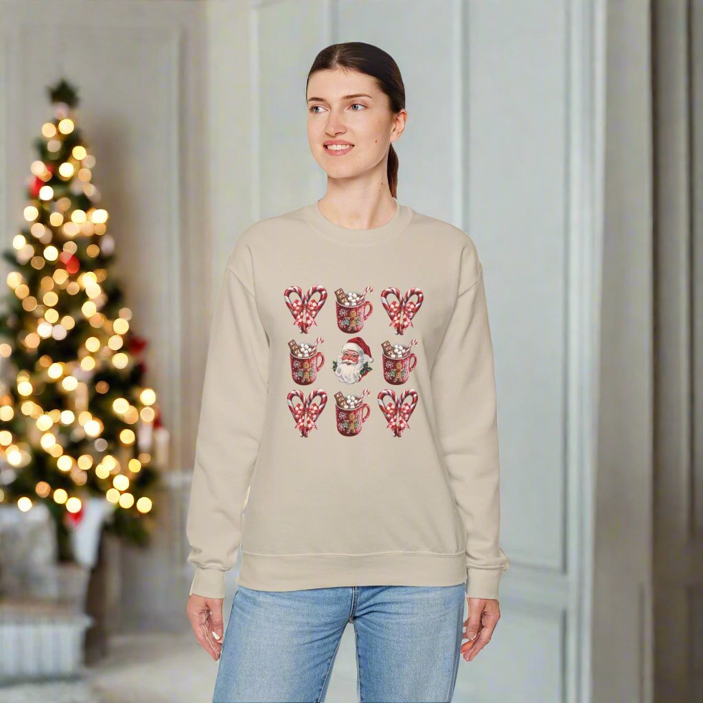 Festive Comfort Santa & Cocoa Holiday Sweatshirt Unisex Heavy Blend™ Crewneck Sweatshirt