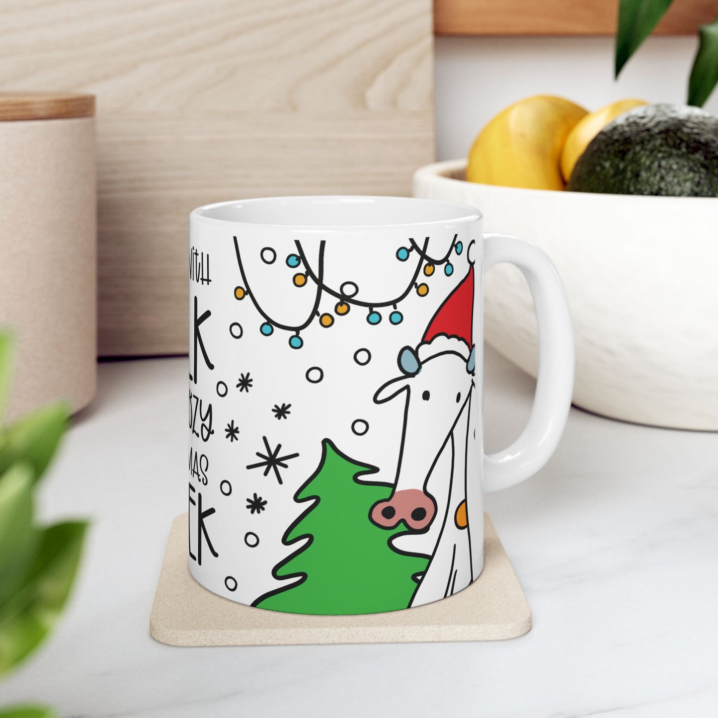 Christmas Cow Mug – "Coffee with Milk For Cozy Christmas Week" – Perfect Gift for Coffee Lovers! Microwave & Dishwasher Saf