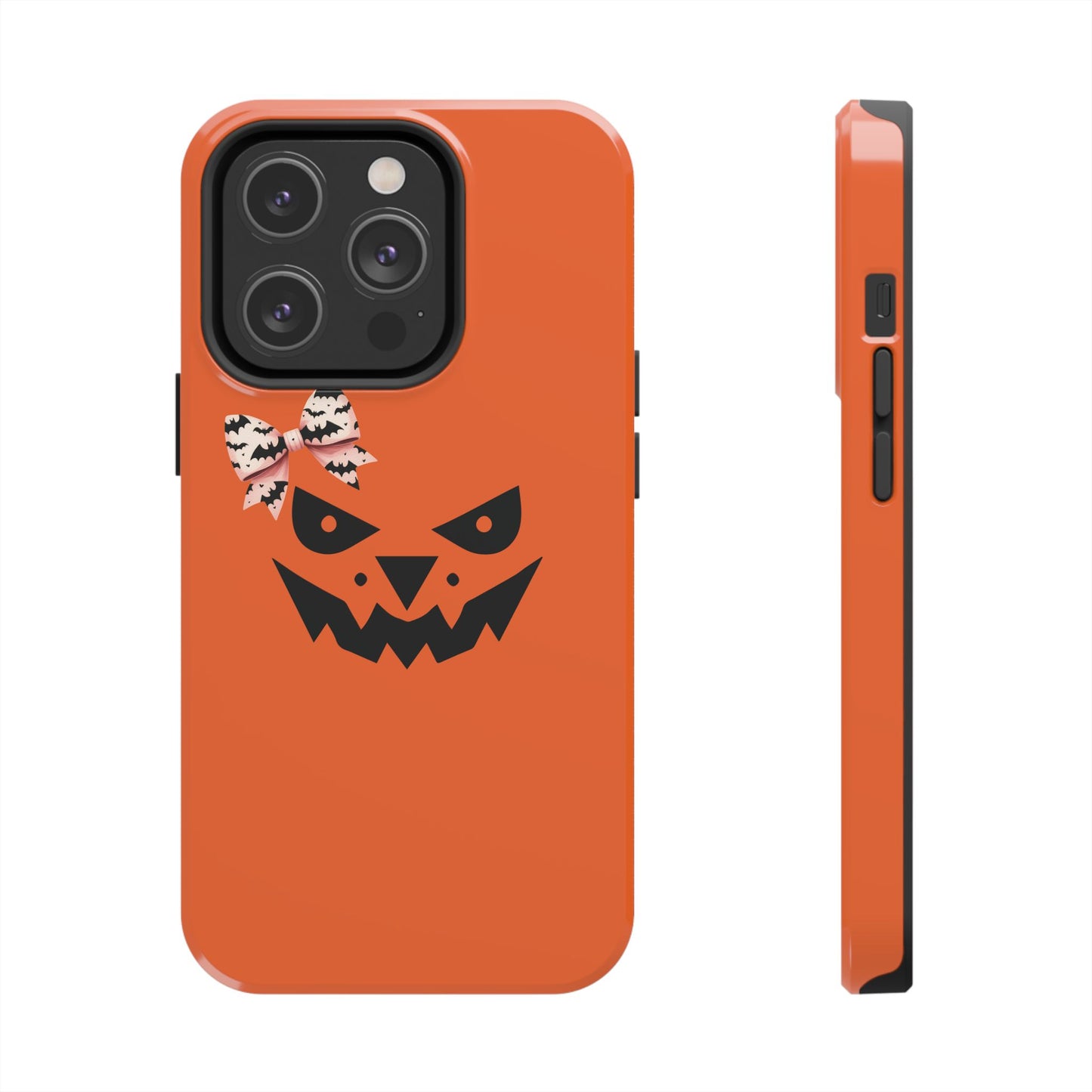 Pumpkin with Bat Bow Tough Phone Cases