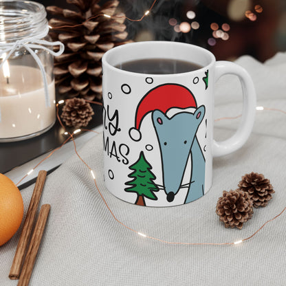 Christmas Fox Mug – "Merry Christmas" Microwave & Dishwasher Safe Ceramic Mug, 11oz