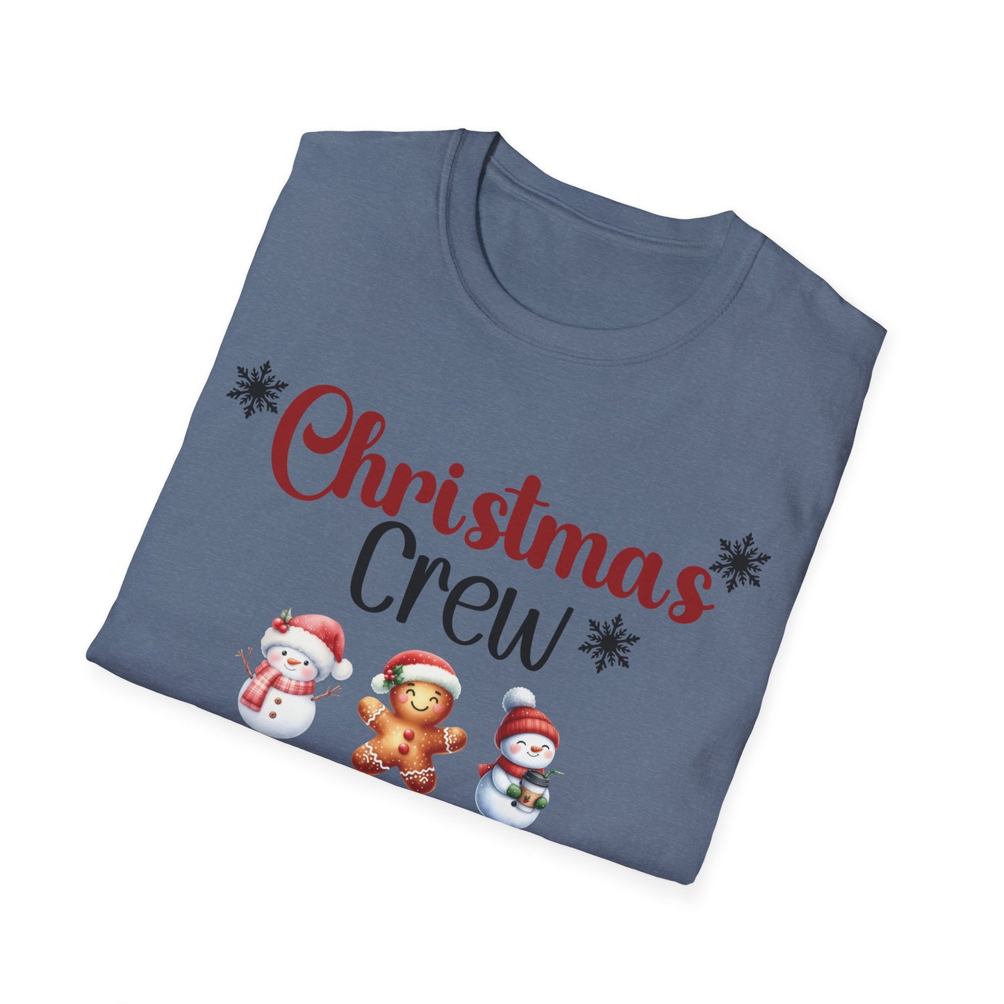 Christmas Crew Snowmen and Gingerbread Kid Unisex Soft-Style T-Shirt – Perfect Holiday Season Tee