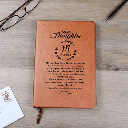 To My Daughter Journal – Personalized Vegan Leather Journal Gift for College, High School Senior