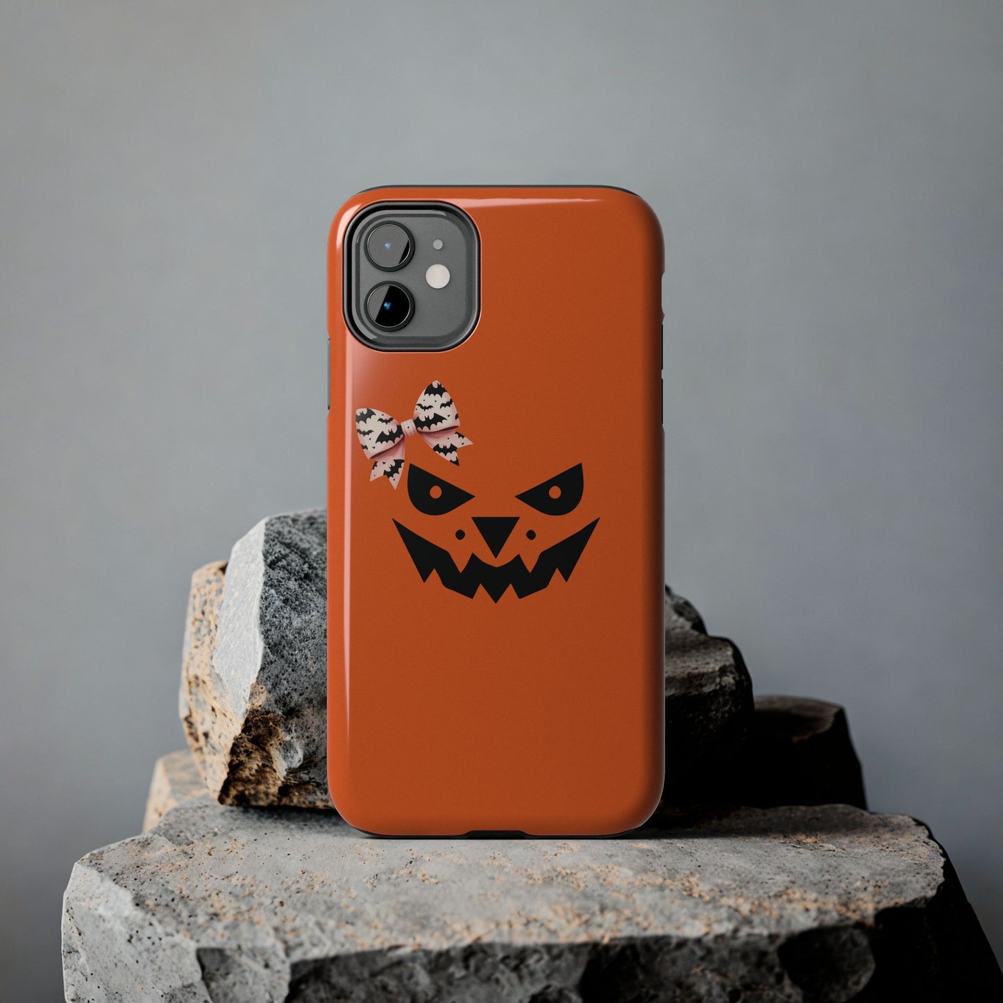 Pumpkin with Bat Bow Tough Phone Cases