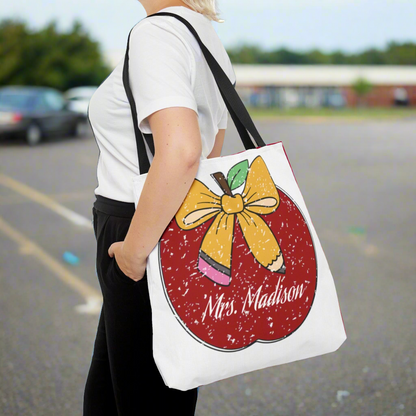 Personalized Teacher Apple Tote Bag