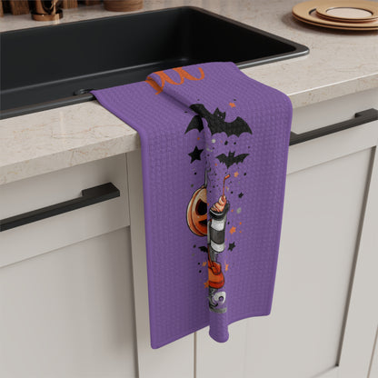 Kitchen Towel - Girl, It's Fall Purple Tea Towel with Ghost Design