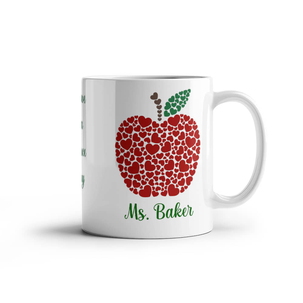 Teacher Appreciation Mug - Heartfelt Apple Design, Perfect Gift for Educators White Ceramic Mug