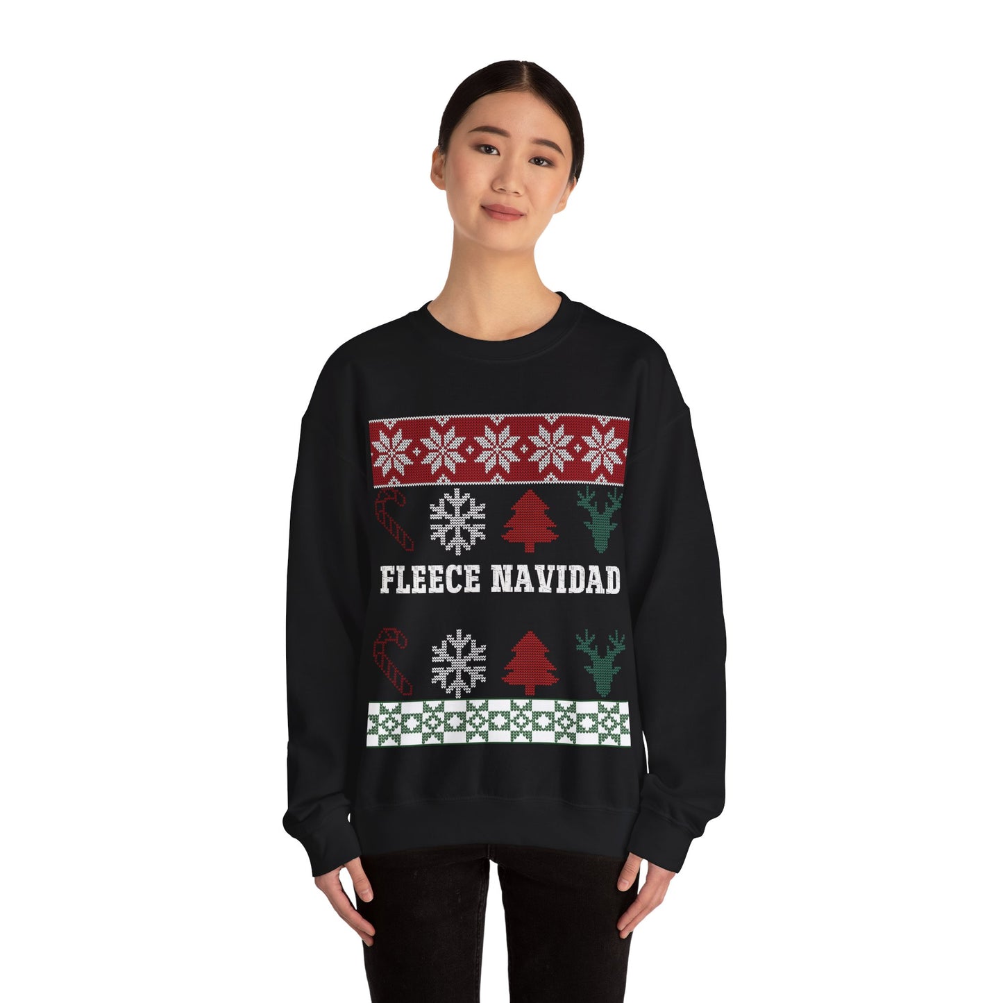 Fleece Navidad Ugly Christmas Sweatshirt Heavy Blend™ Crewneck Sweatshirt