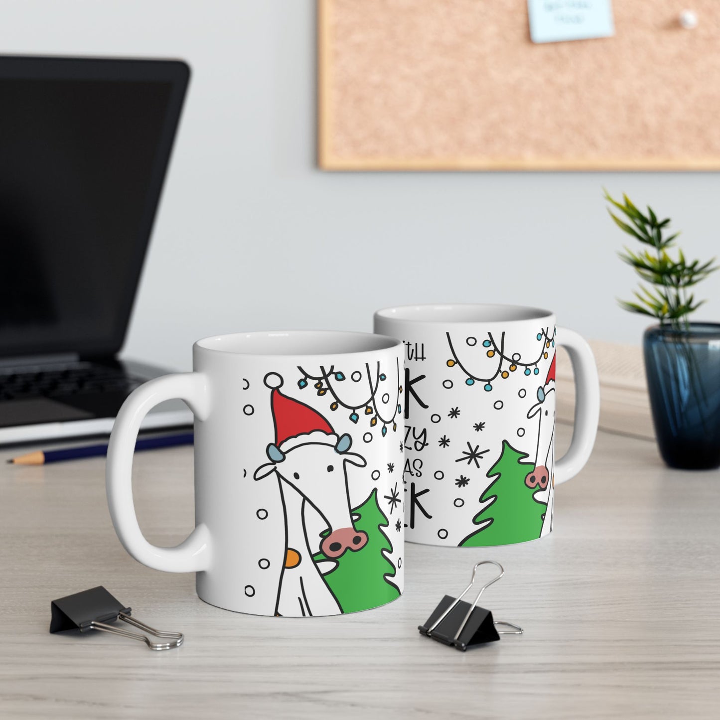 Christmas Cow Mug – "Coffee with Milk For Cozy Christmas Week" – Perfect Gift for Coffee Lovers! Microwave & Dishwasher Saf