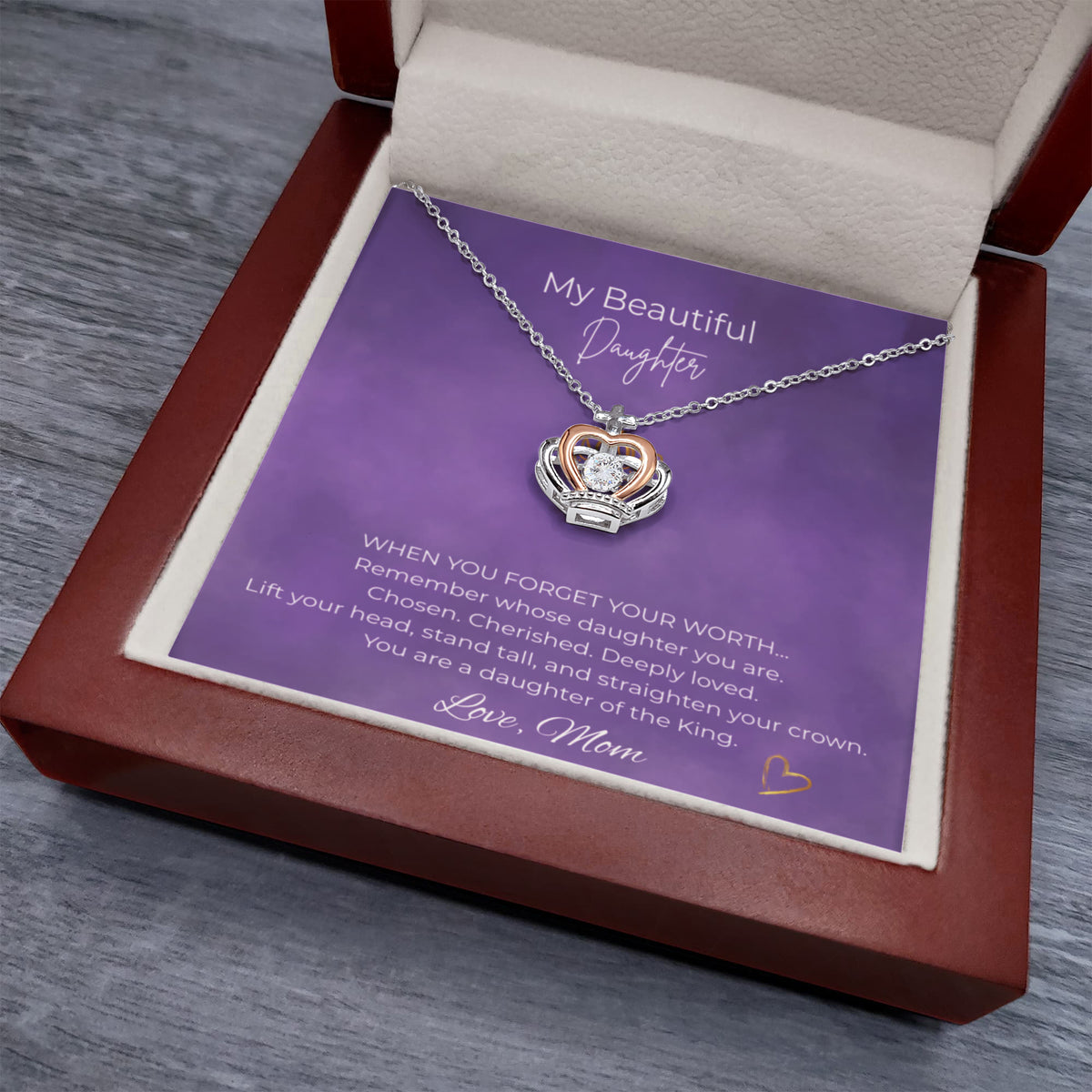 To My Beautiful Daughter Crown Pendant Necklace