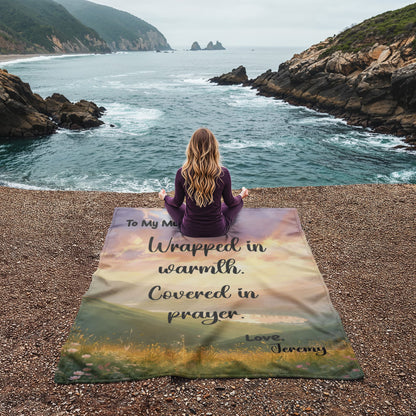 To My Mom Blanket – Wrapped in Warmth Covered in Prayer | Christian Gift for Mom | Personalized Cozy Coral Fleece Blanket | Mother’s Day Gift