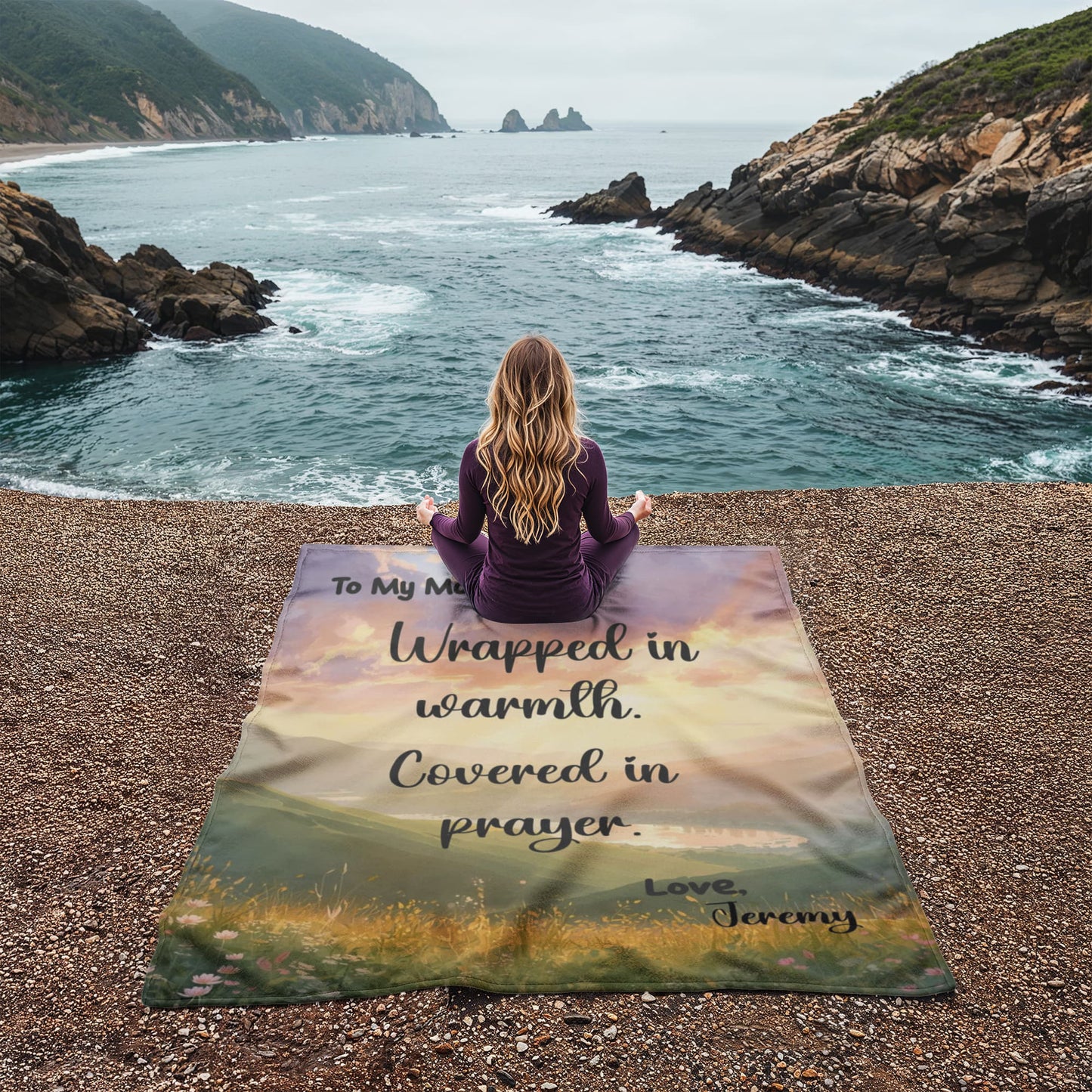 To My Mom Blanket – Wrapped in Warmth Covered in Prayer | Christian Gift for Mom | Personalized Cozy Coral Fleece Blanket | Mother’s Day Gift