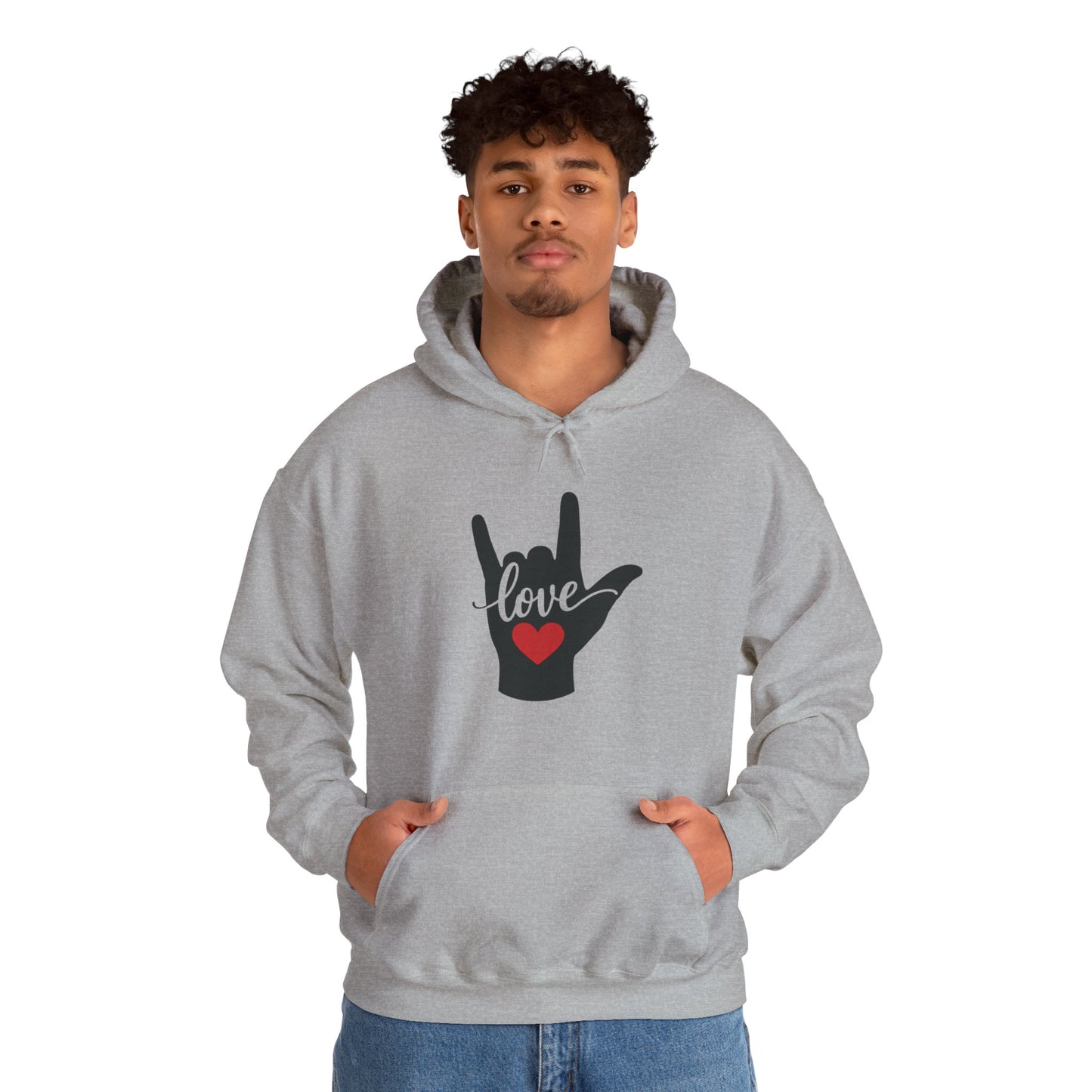 I Love You Sign Language Hoodie | ASL Love Heart Hooded Sweatshirt