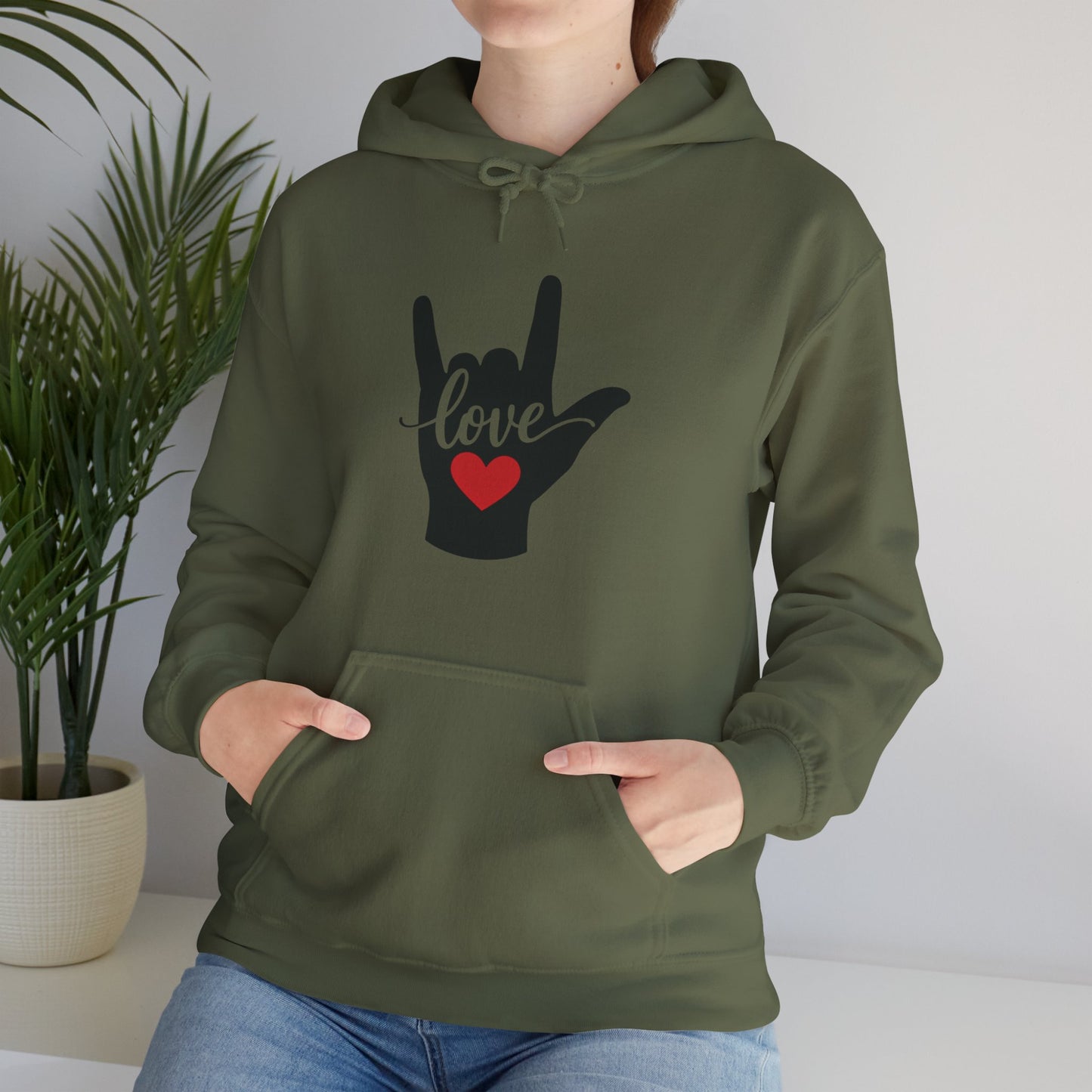 I Love You Sign Language Hoodie | ASL Love Heart Hooded Sweatshirt