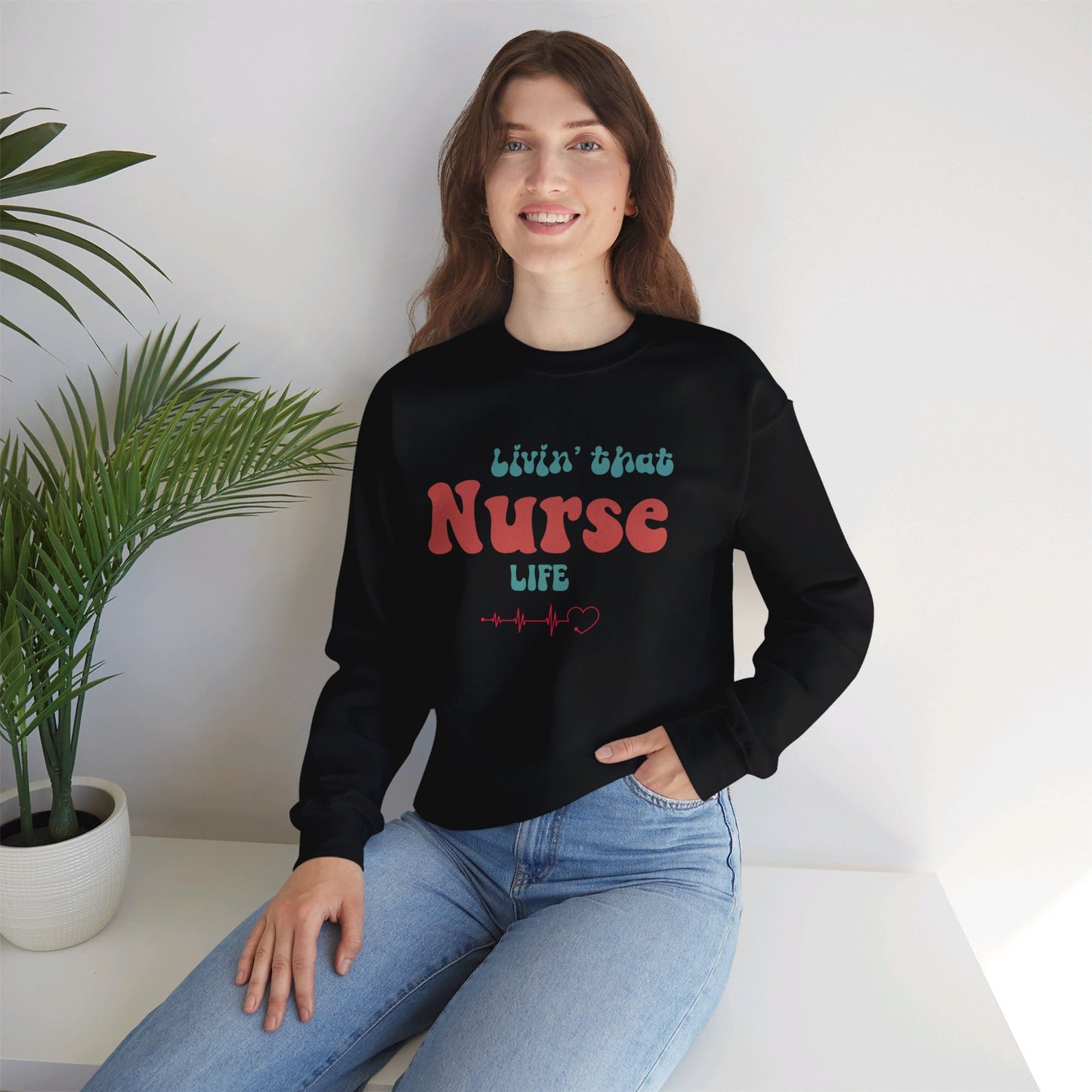 Livin' That Nurse Life Red Unisex Heavy Blend™ Crewneck Sweatshirt