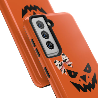 Pumpkin with Bat Bow Tough Phone Cases