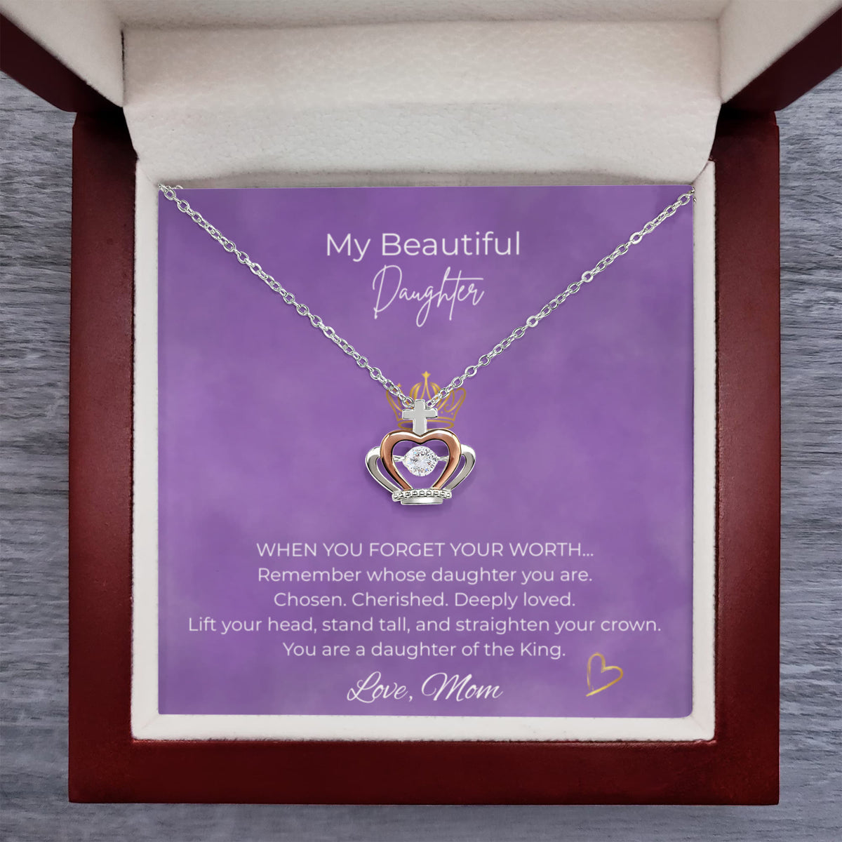 To My Beautiful Daughter Crown Pendant Necklace