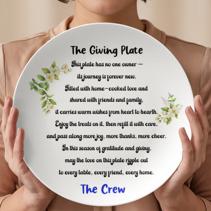 Personalized Giving Plate 10" - Custom Family Sharing Plate with Heartfelt Poem - Microwave Dishwasher Safe - Holiday Gift for Friends and Family