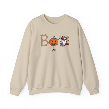 BOO Halloween Sweatshirt – Cute Ghost &amp; Pumpkin Unisex Crewneck for Spooky Season