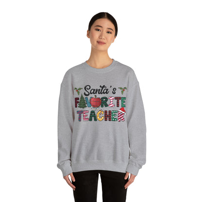 Santa's Favorite Teacher Unisex Heavy Blend™ Crewneck Sweatshirt