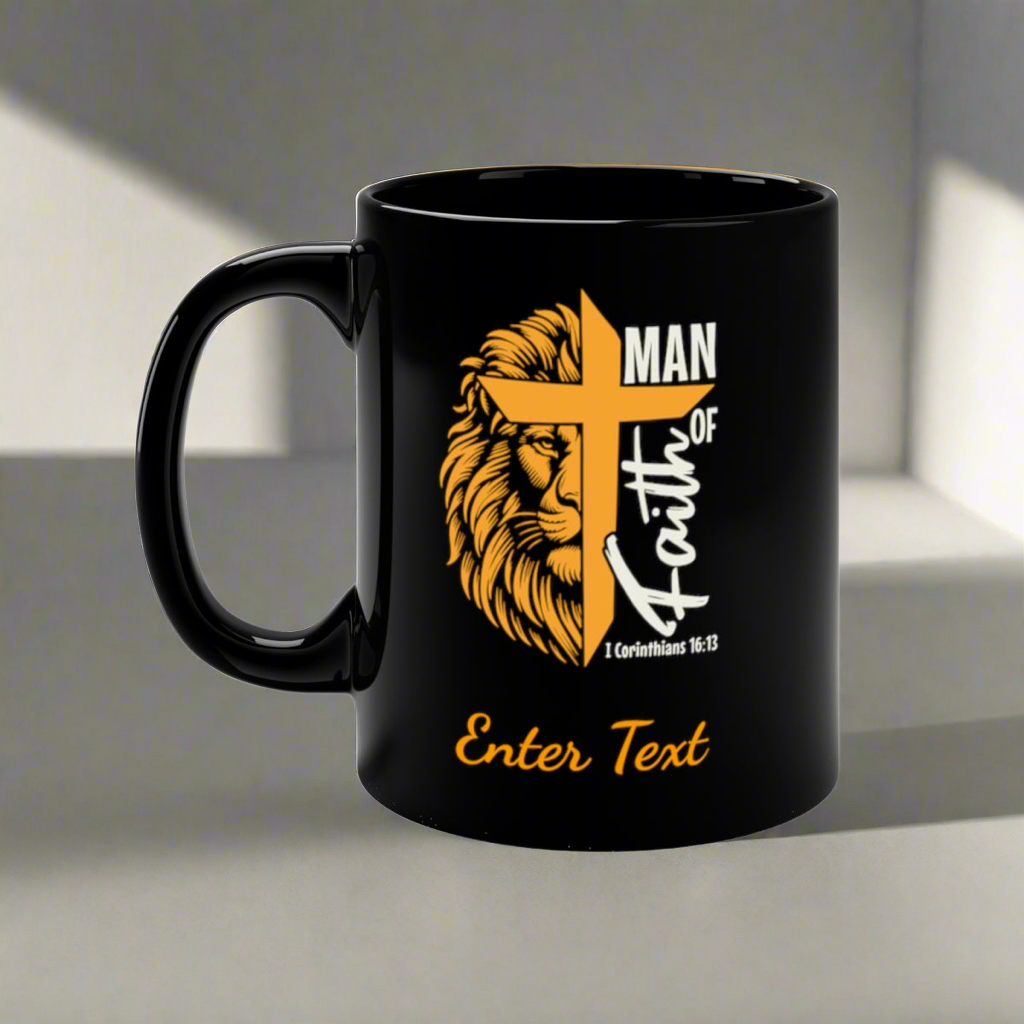 Man of Faith Black Coffee Mug, 11oz