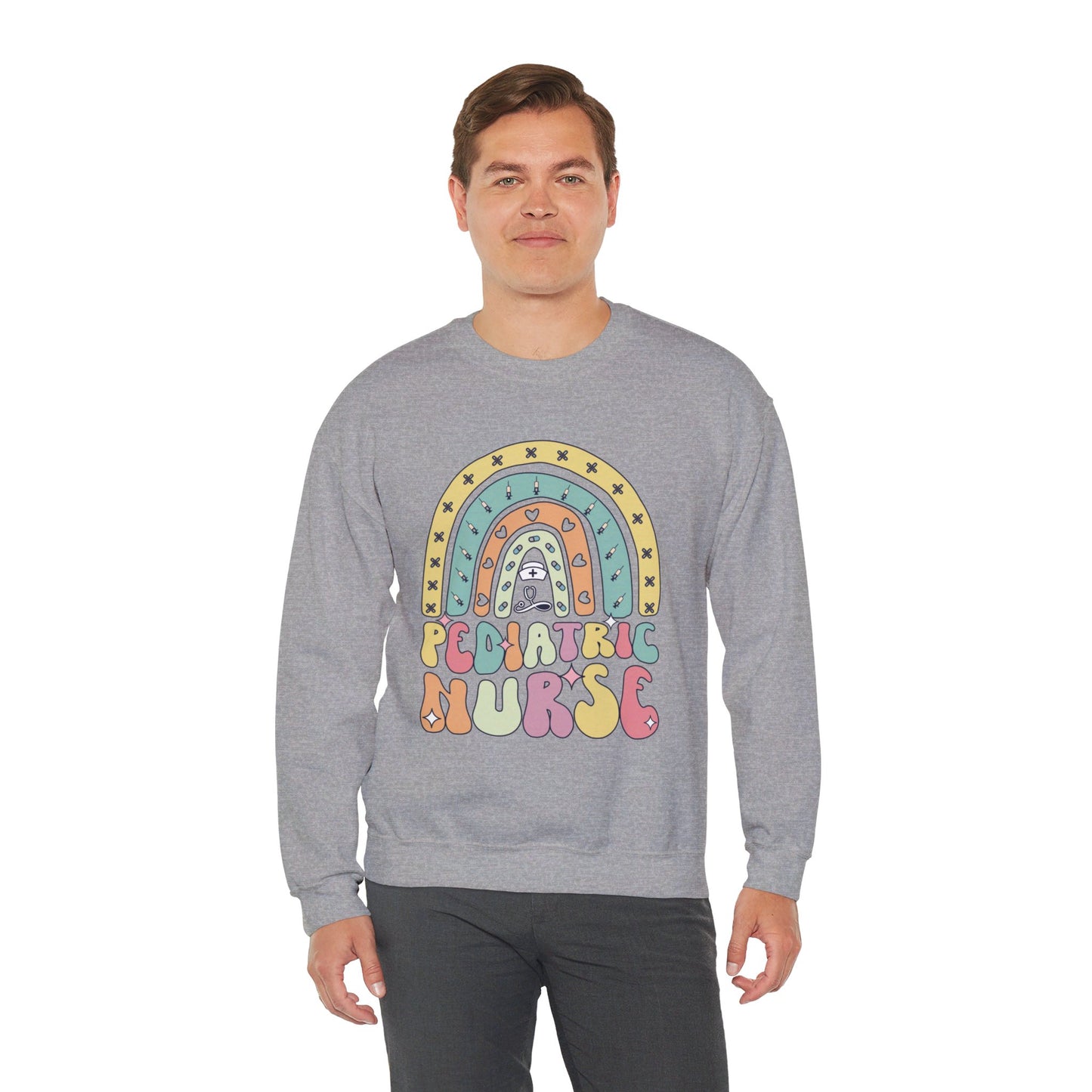 Pediatric Nurse Rainbow Unisex Heavy Blend™ Crewneck Sweatshirt