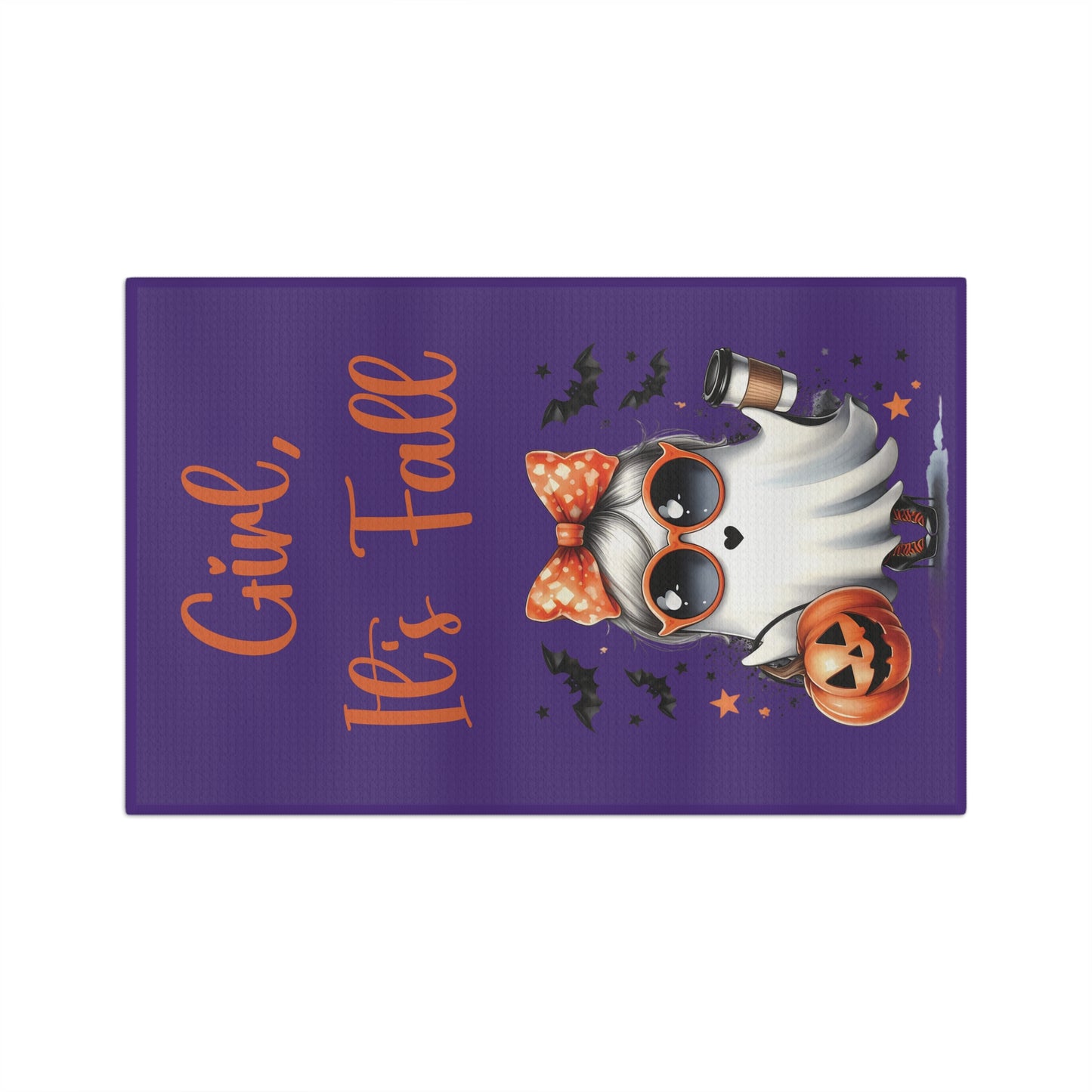 Kitchen Towel - Purple Girl, It's Fall Ghost Coffee Tea Towel