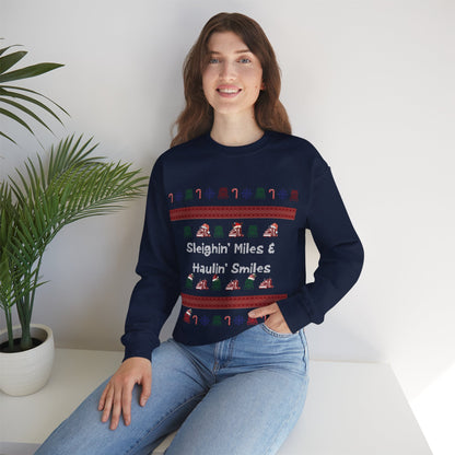 Sleighin' Miles Crewneck Sweatshirt, Christmas Sweatshirt, Holiday Apparel, Unisex Warm Sweater, Fun Winter Gift, Cozy Casual Wear