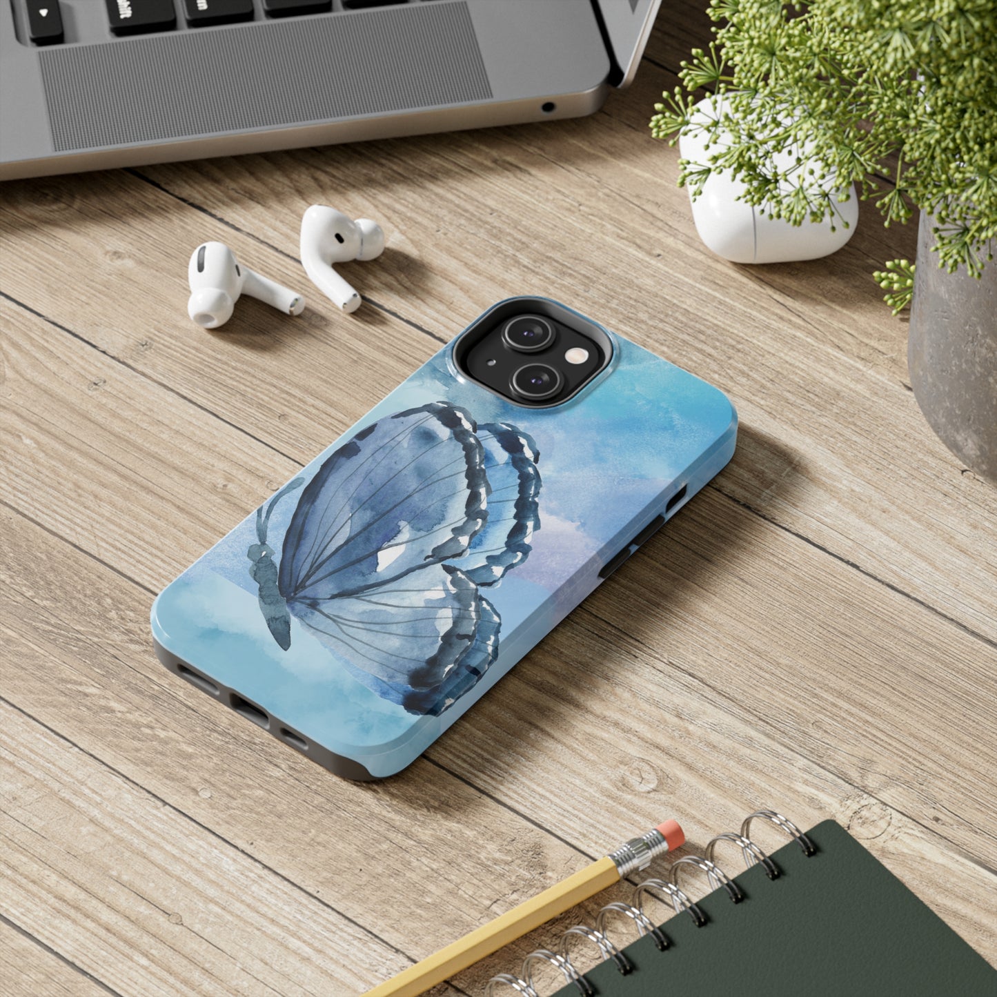 Blue Watercolor Butterfly Tough Phone Cases