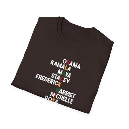 Black History T-Shirt – Celebrating Iconic African American Leaders Unisex Softstyle T-Shirt