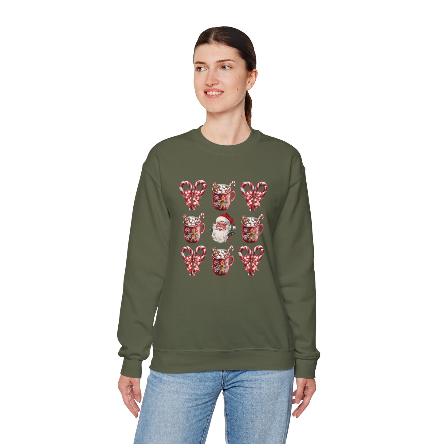 Festive Comfort Santa & Cocoa Holiday Sweatshirt Unisex Heavy Blend™ Crewneck Sweatshirt